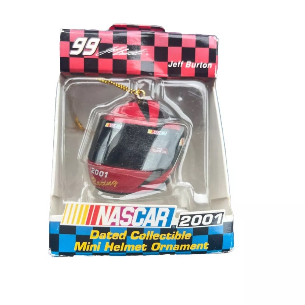 NASCAR 2001 Dated Mini Helmet Ornament Jeff Burton Racing Red Helmet #99